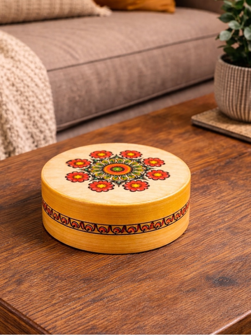 Wooden Folk Art Handpainted Keepsake Box